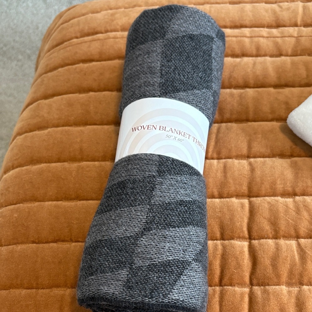 Gray Woven Blanket Throw